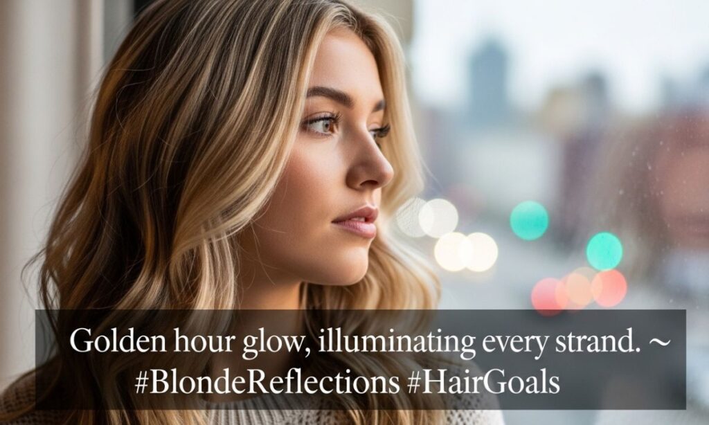 Reflective Blonde Hair Captions for Instagram